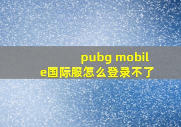 pubg mobile国际服怎么登录不了